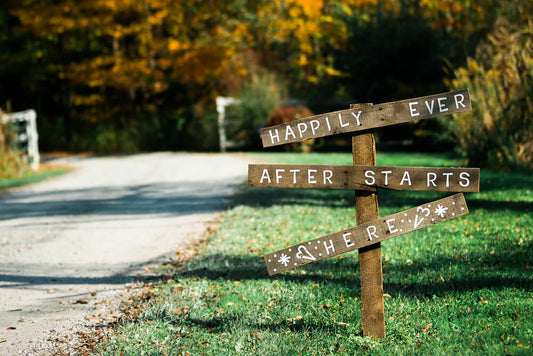 Wedding signage at the entrance of the wedding venue