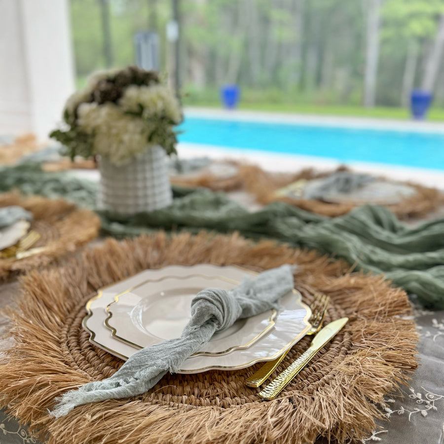 Natural Raffia Fringe Placemats