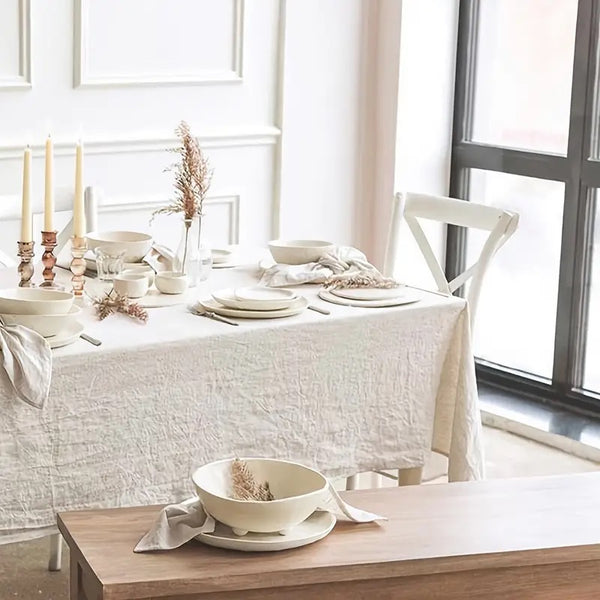 Beige Rustic Tablecloth