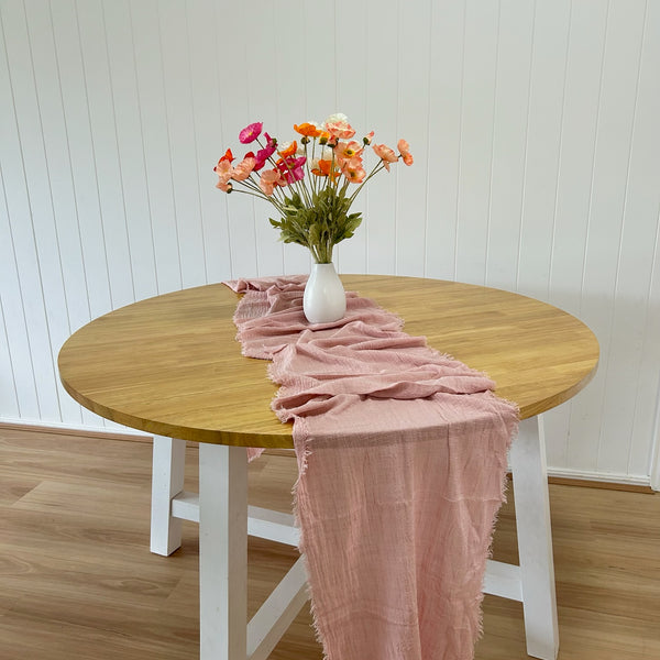 Pale Pink Rustic Cotton Table Runners - 3m