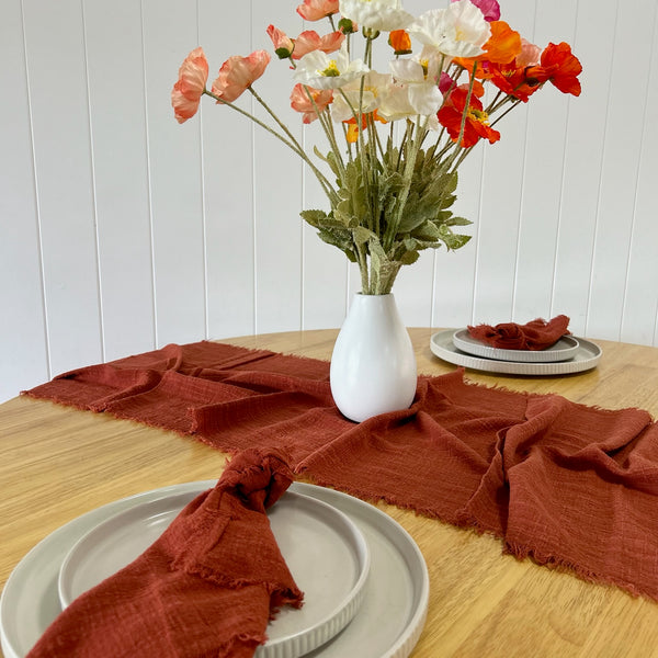 Terracotta Rustic Cotton Table Runners - 3m