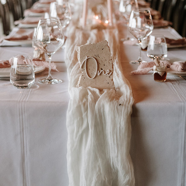 White Rustic Gauze Table Runners - 4m