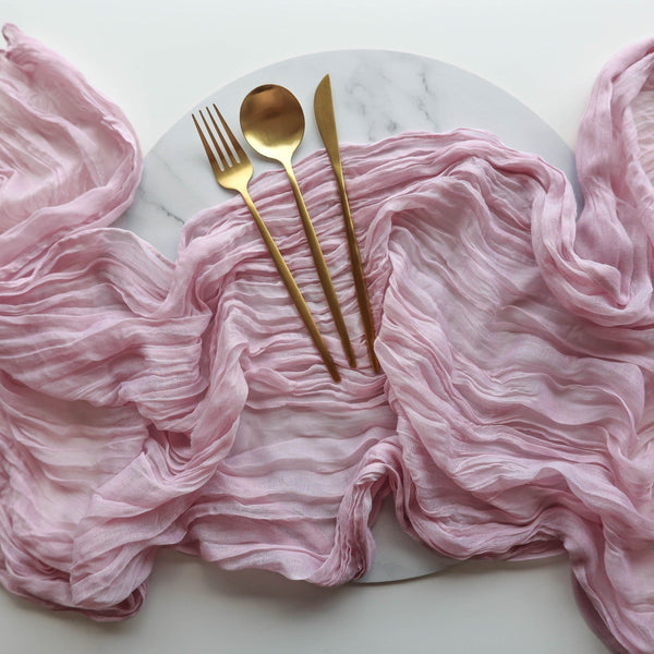 Pink Rustic Gauze Table Runners - 4m