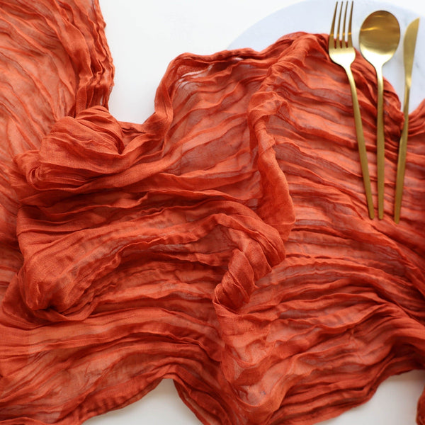 Rust Rustic Gauze Table Runners - 4m