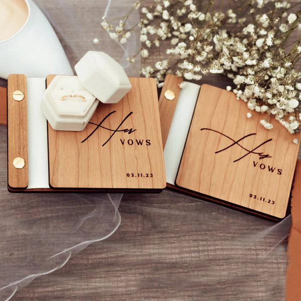 Set of 2 Personalized Wedding Vow Books – Elegant Handmade Design