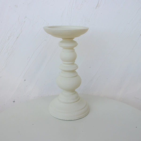 Rustic White Wooden Candlestick & Succulent Pot Tray – Elegant Décor