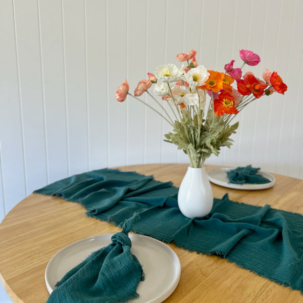 Emerald Green Rustic Cotton Table Runners - 3m