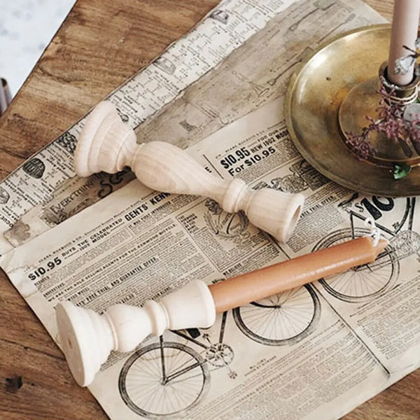 Vintage Wooden Candlestick Holder – Rustic Home & Wedding Décor
