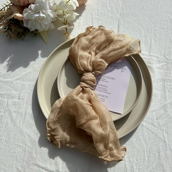 Dark Beige Rustic Gauze Cheesecloth Napkins