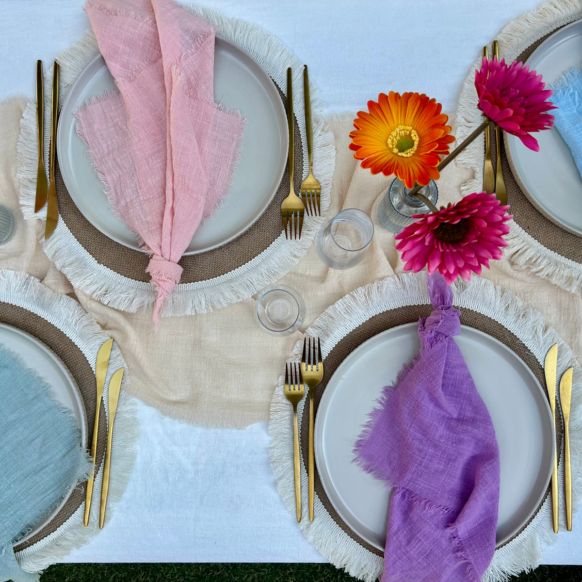 Blush Pink Rustic Cotton Napkins