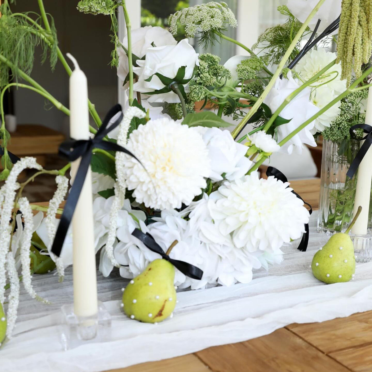 White Rustic Gauze Table Runners - 4m