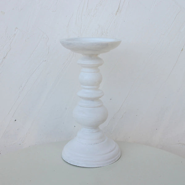 Rustic White Wooden Candlestick & Succulent Pot Tray – Elegant Décor