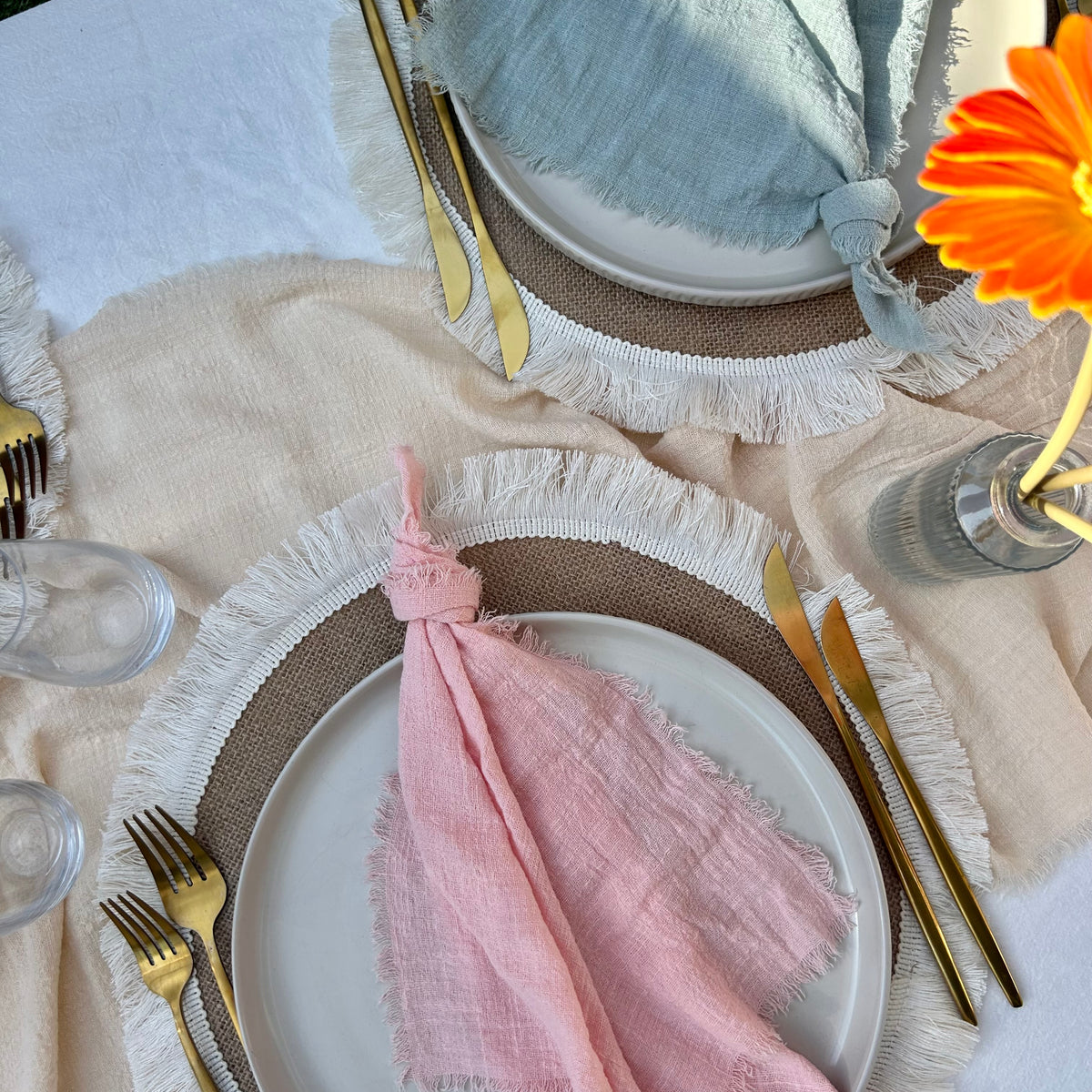 Blush Pink Rustic Cotton Napkins