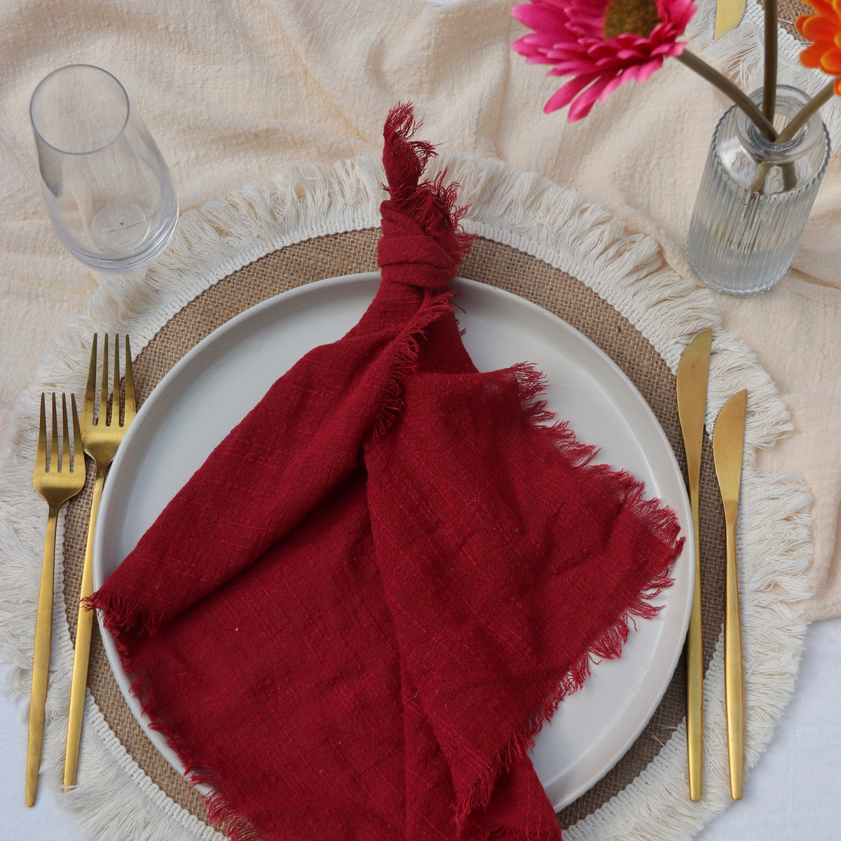 Burgundy Rustic Cotton Napkins