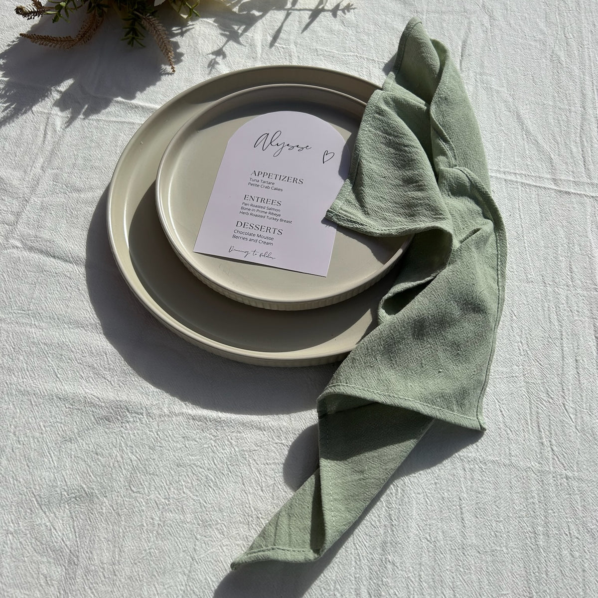 Sage Green Seamed Napkins