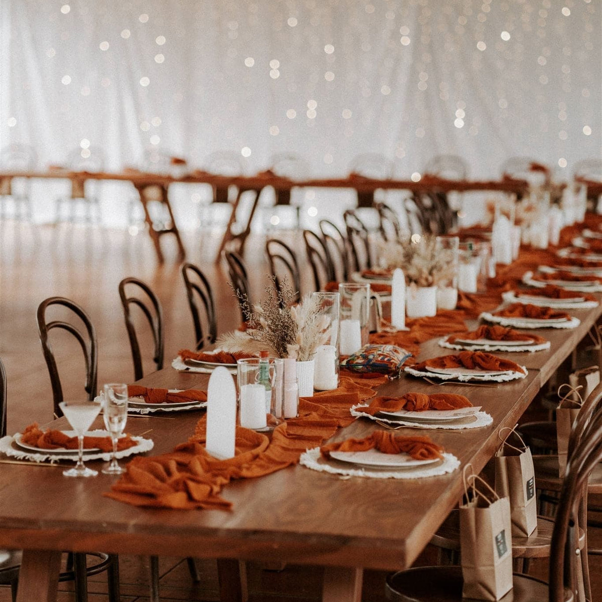Rust Fancy Table Runner Rustic Table Runners at 40% Off | Organic Events Supply Co