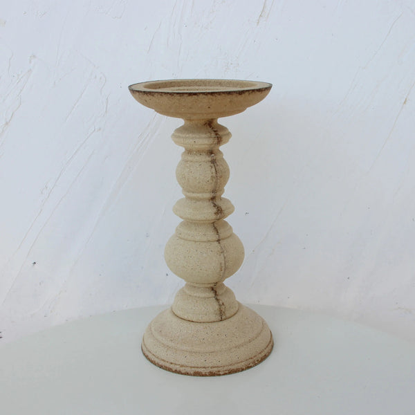 Rustic White Wooden Candlestick & Succulent Pot Tray – Elegant Décor