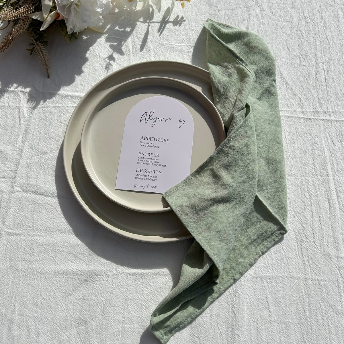 Sage Green Seamed Napkins