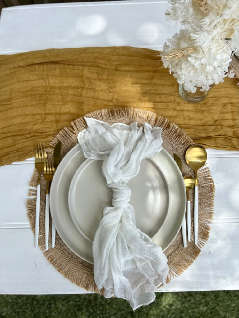 Gold Rustic Gauze Table Runners - 4m