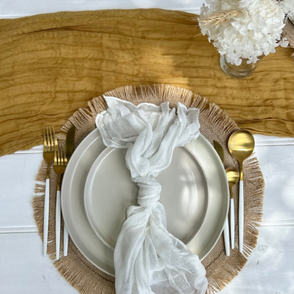 Gold Rustic Gauze Table Runners - 4m