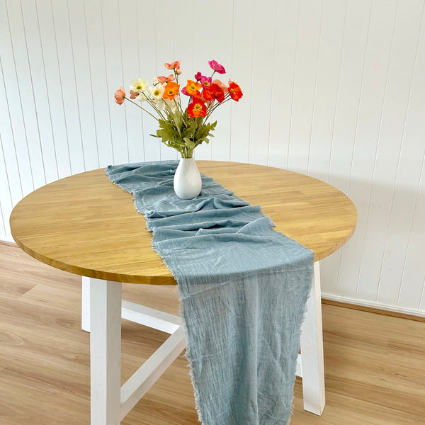Dusty Blue Rustic Cotton Table Runners - 3m