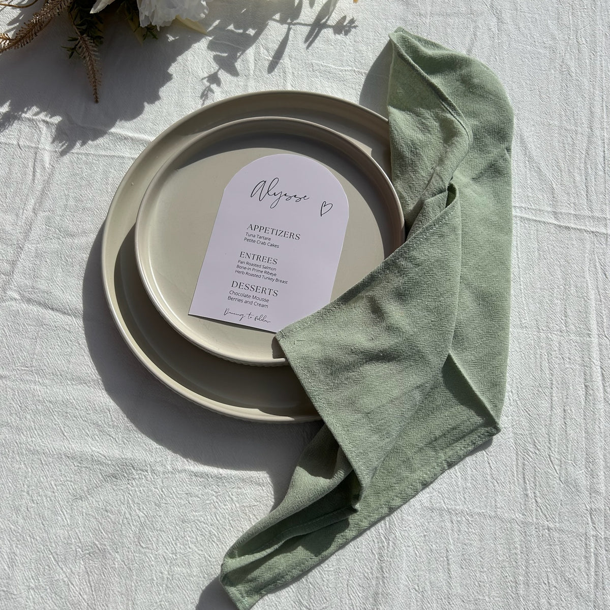 Sage Green Seamed Napkins