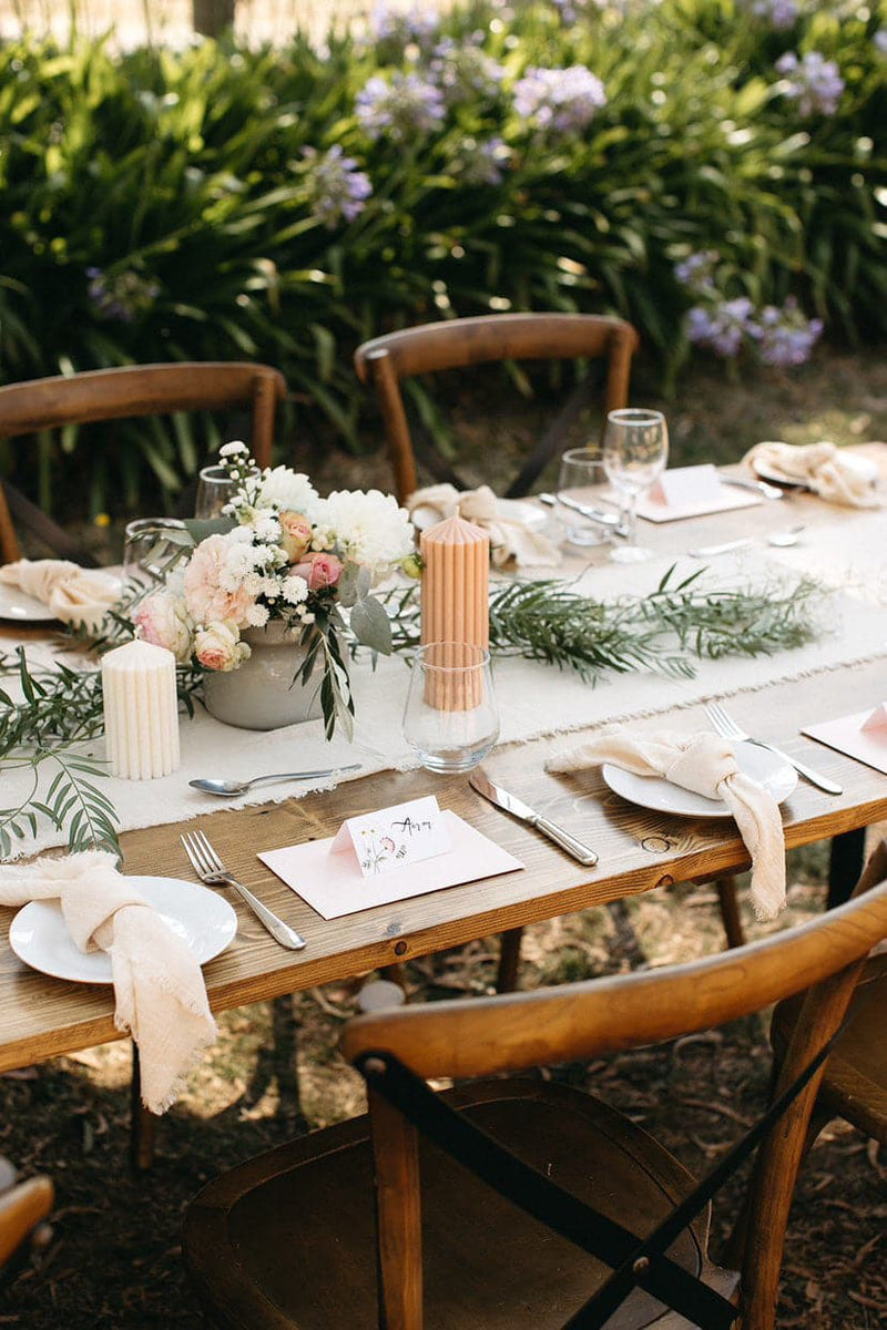 Pure White Rustic Cotton Table Runners - 3m