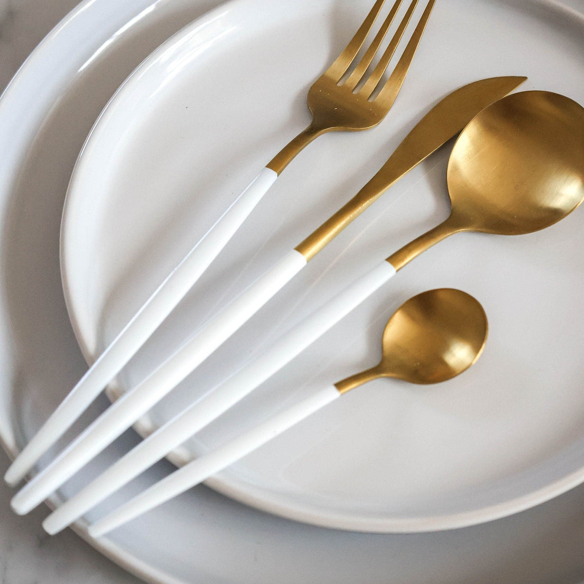 White Drip Cutlery