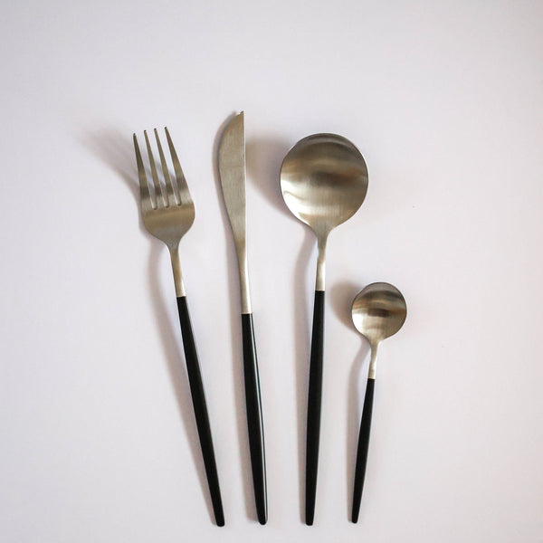 Silver Black Drip Cutlery