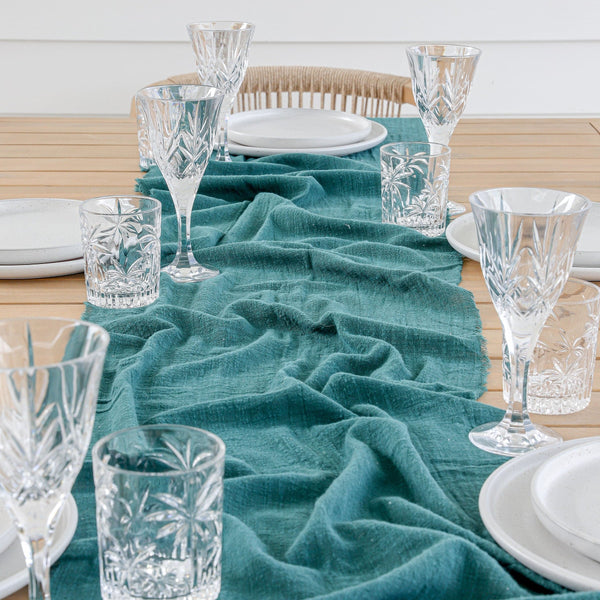 Emerald Green Rustic Cotton Table Runners - 3m