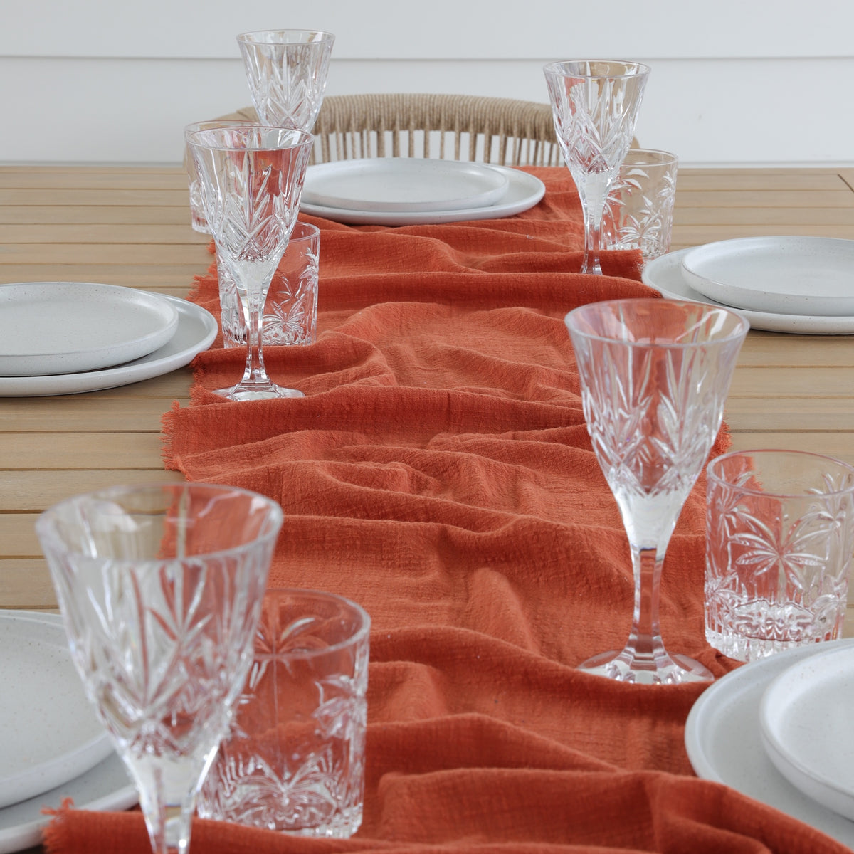 Rust Rustic Cotton Table Runners - 3m