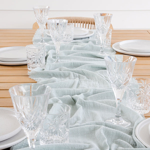 Sage Green Rustic Cotton Table Runners - 3m