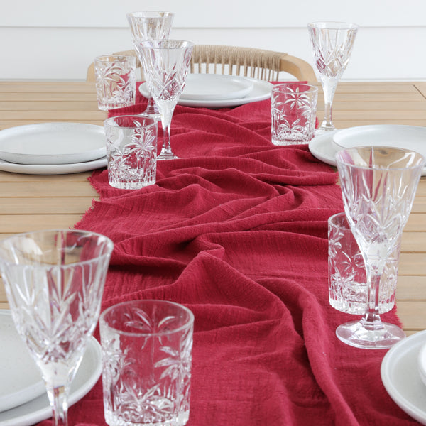 Burgundy Rustic Cotton Table Runners - 3m