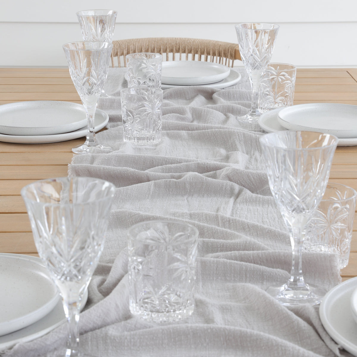 Light Grey Rustic Cotton Table Runners - 3m