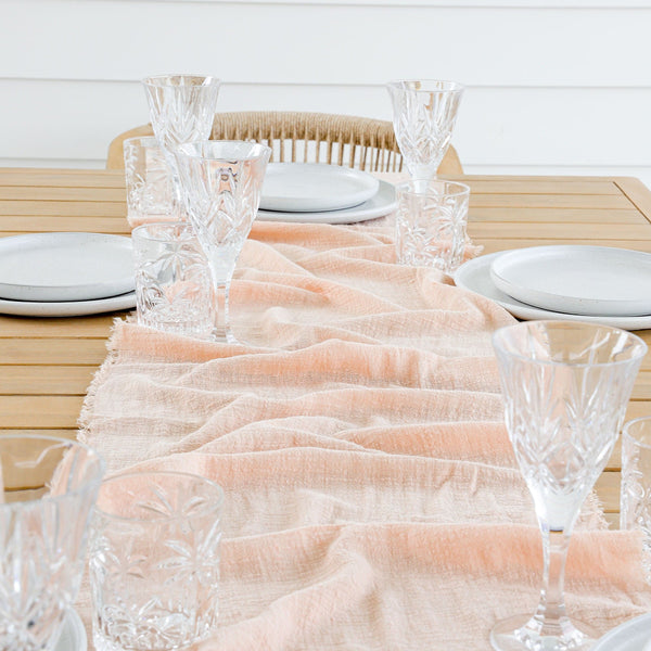 Peach Rustic Cotton Table Runners - 3m
