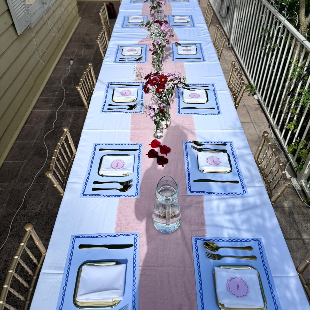 Pale Pink Rustic Cotton Table Runners - 3m