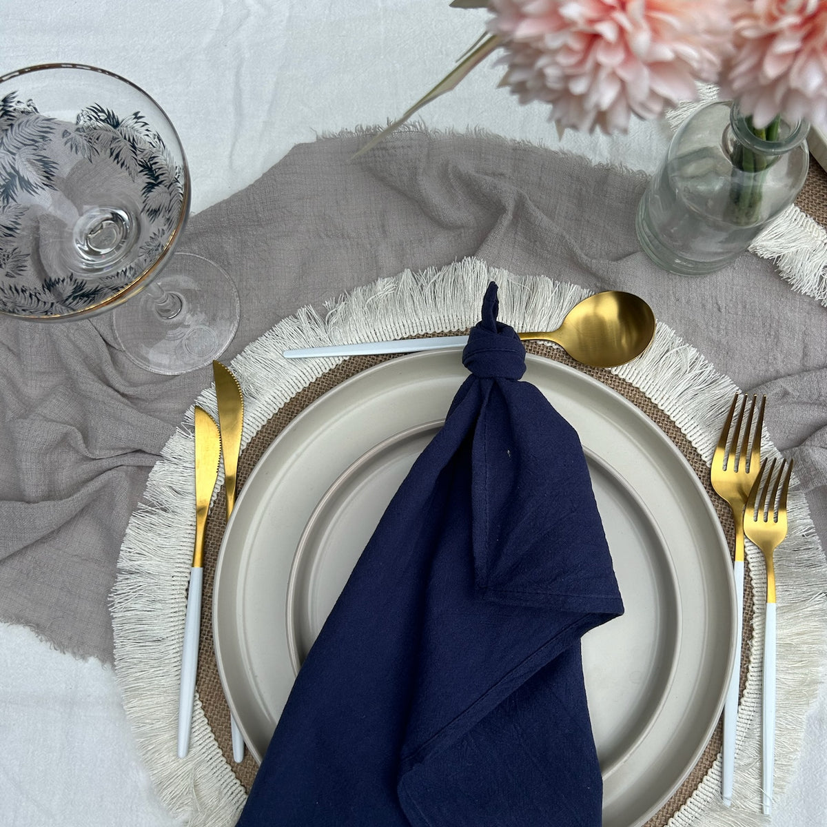 Navy Blue Seamed Napkins