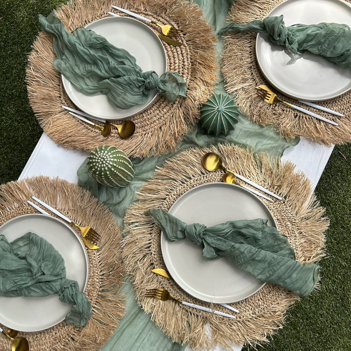 Sage Green Rustic Gauze Cheesecloth Napkins