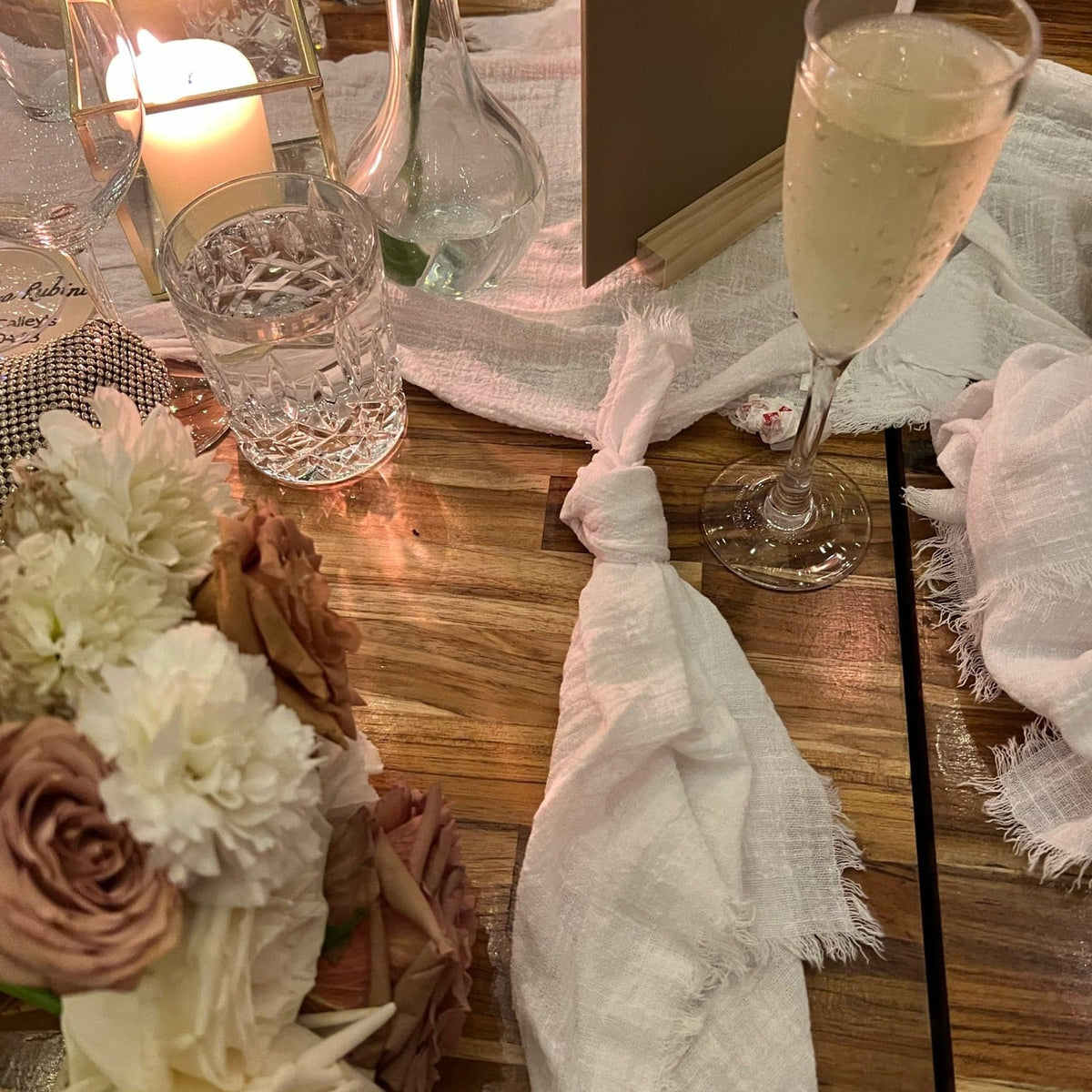Pure White Rustic Cotton Table Runners - 3m