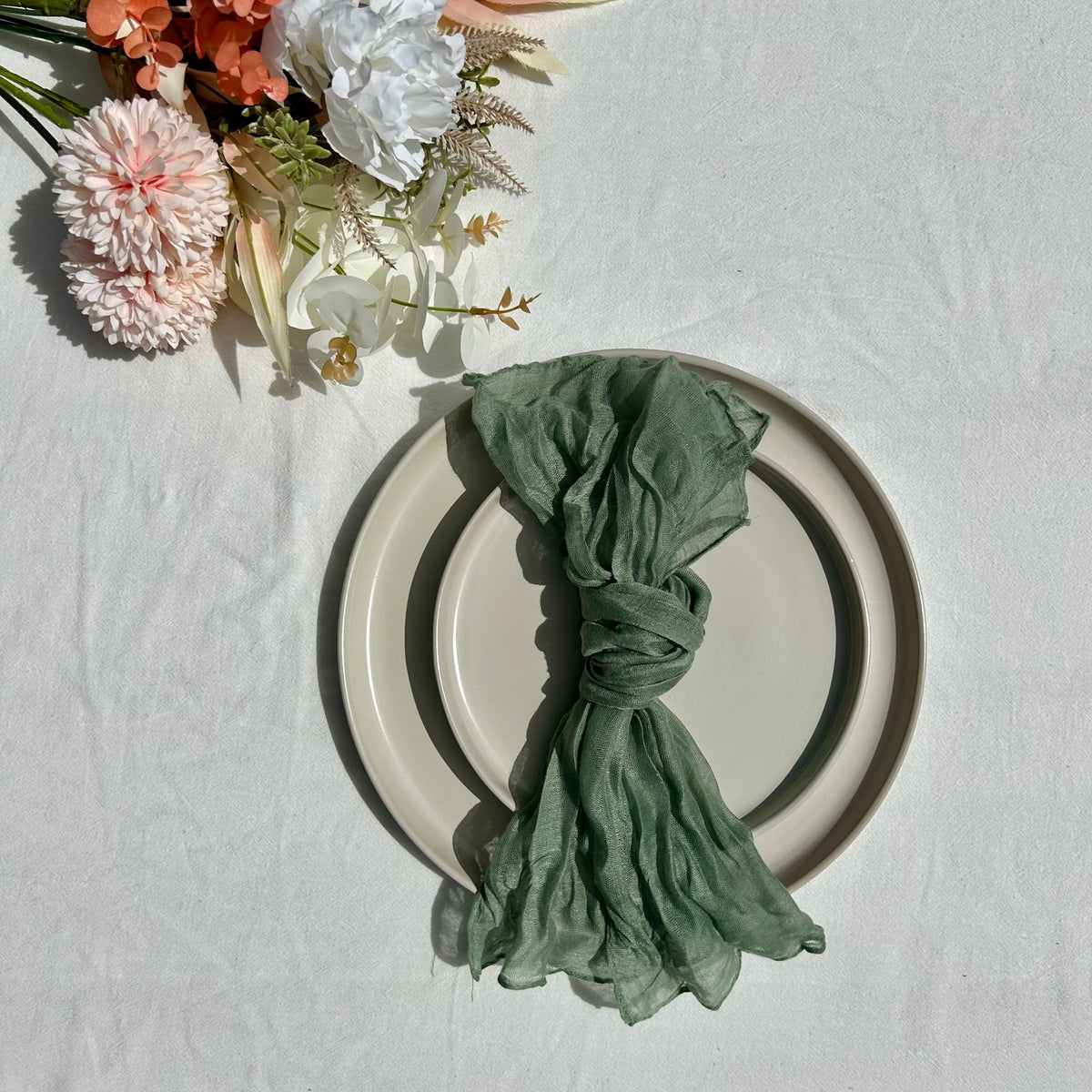 Sage Green Rustic Gauze Cheesecloth Napkins