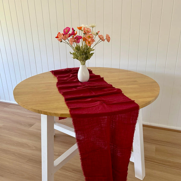 Burgundy Rustic Cotton Table Runners - 3m