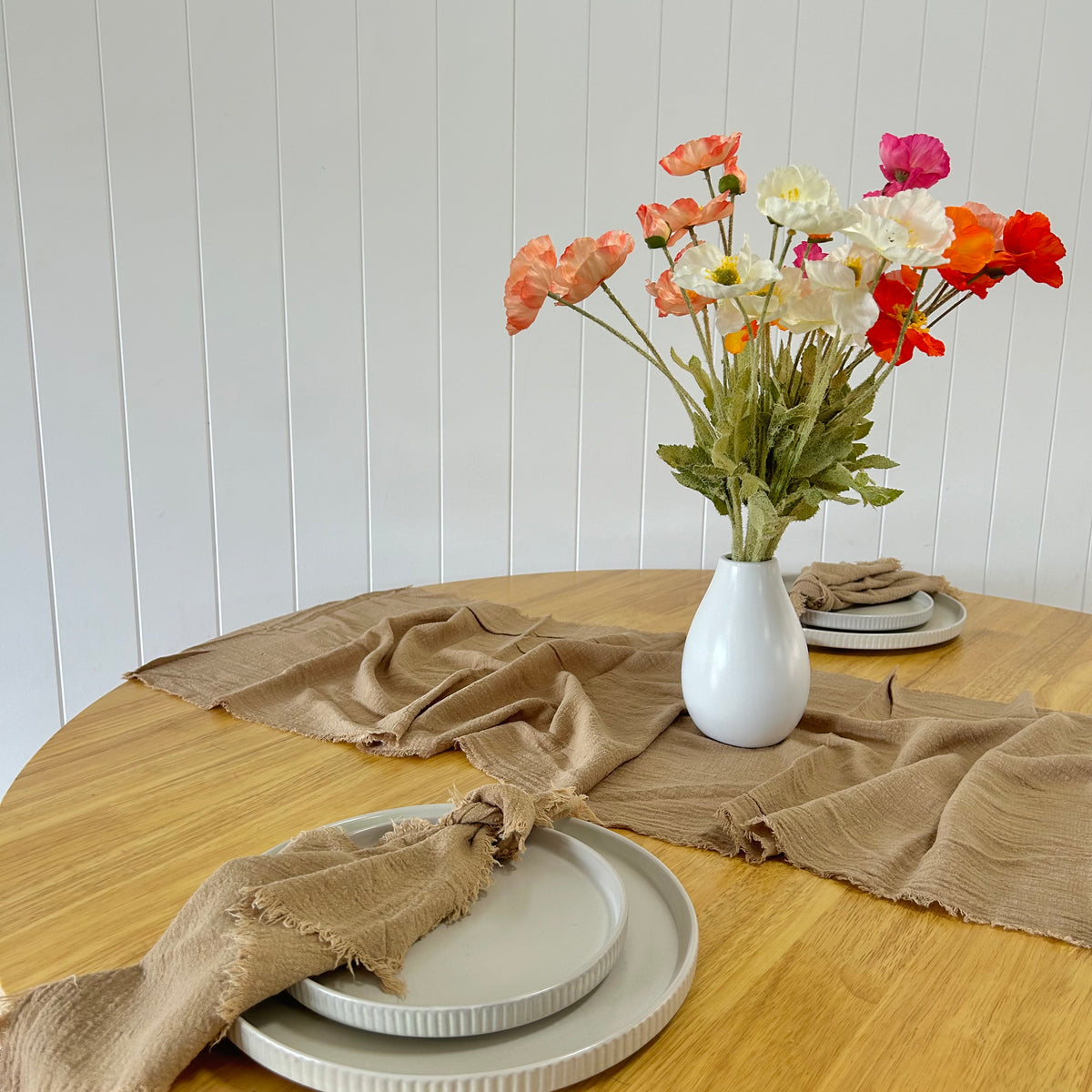 Latte Rustic Cotton Table Runners - 3m