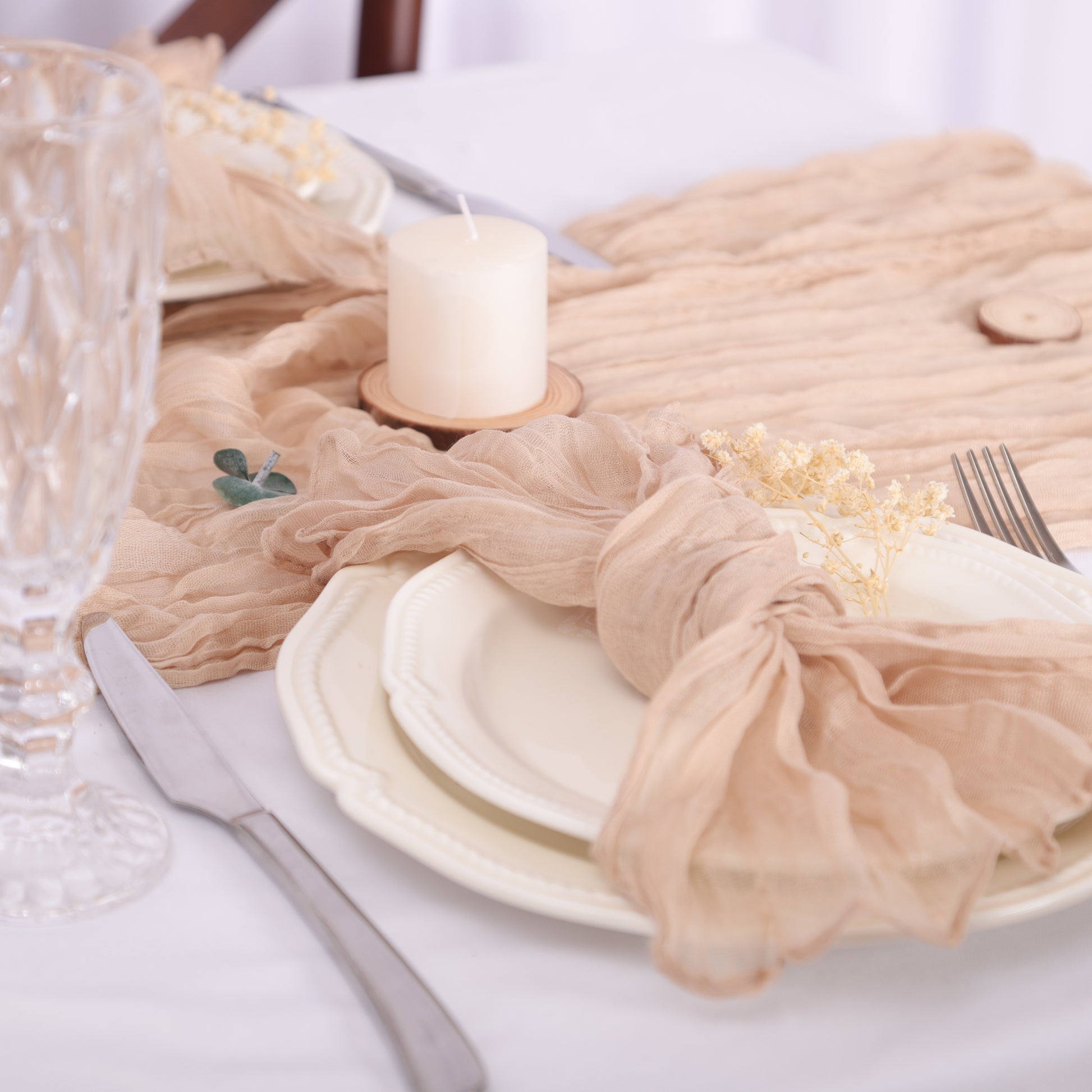Prosky 6 PCS Gauze Cheesecloth Napkins , Chiffon Dinner Napkins Cloth with  6 PCS of Rope , Table Napkins , Cheesecloth Napkins , Napkin , Table