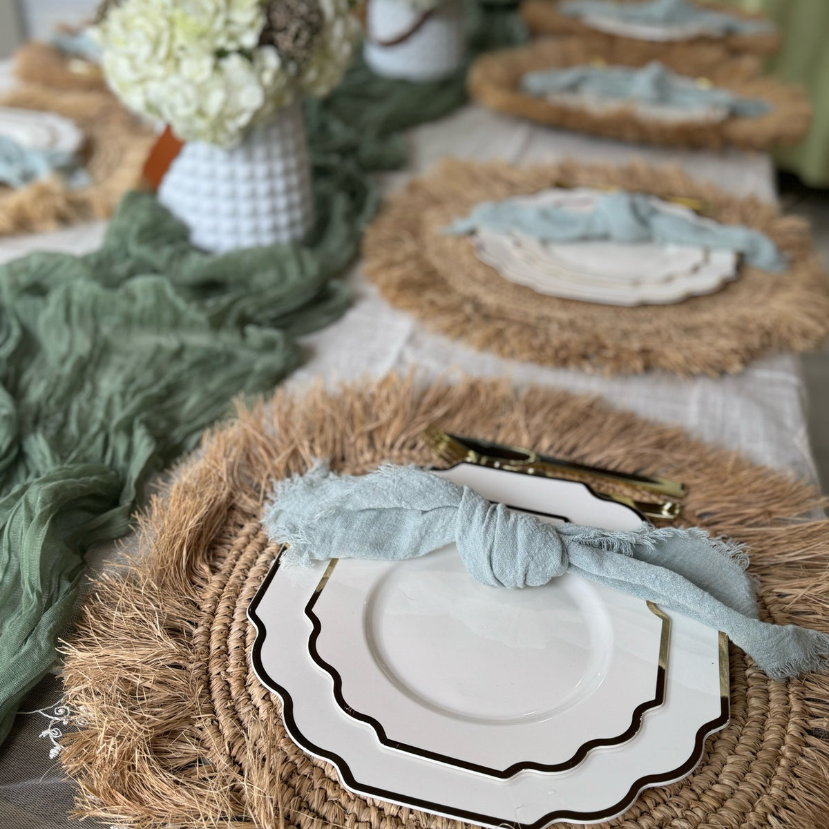 Sage Green Rustic Cotton Napkins