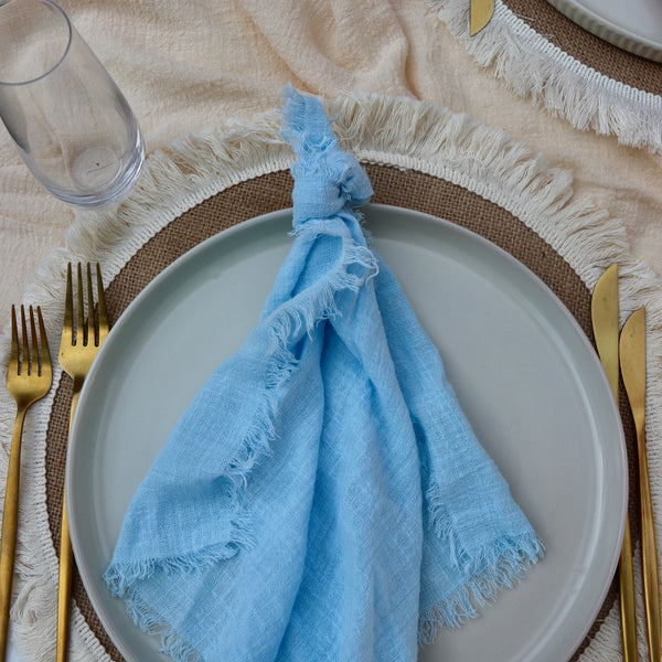 White Rattan Fringe Placemats