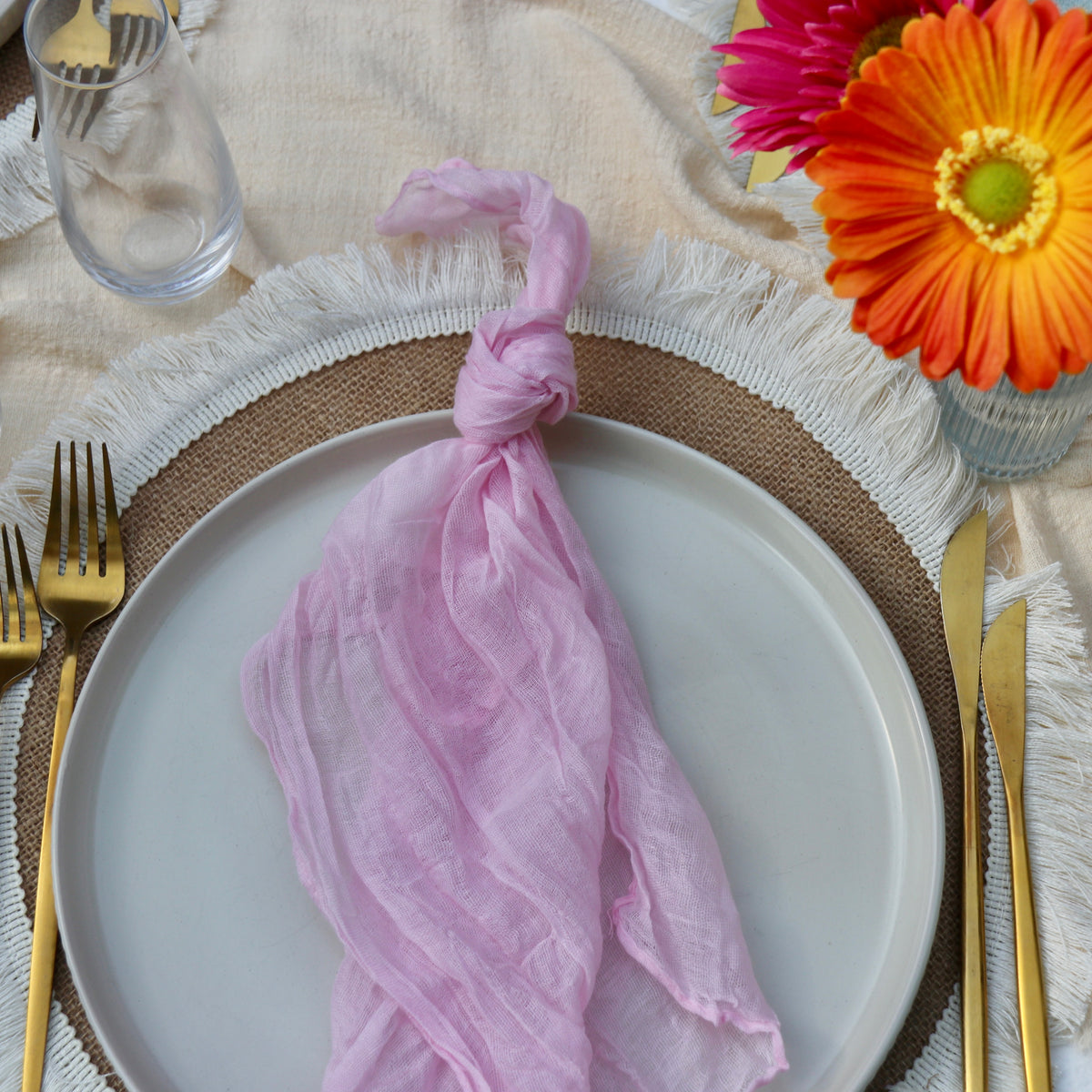 Pink Rustic Gauze Cheesecloth Napkins