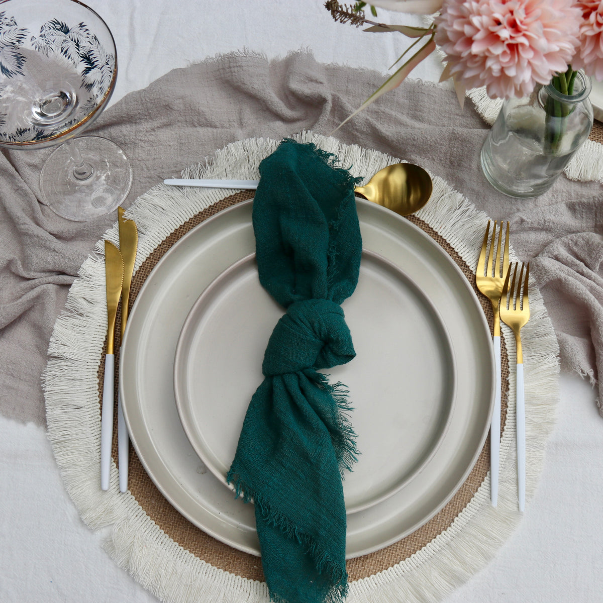 Emerald Green Rustic Cotton Napkins