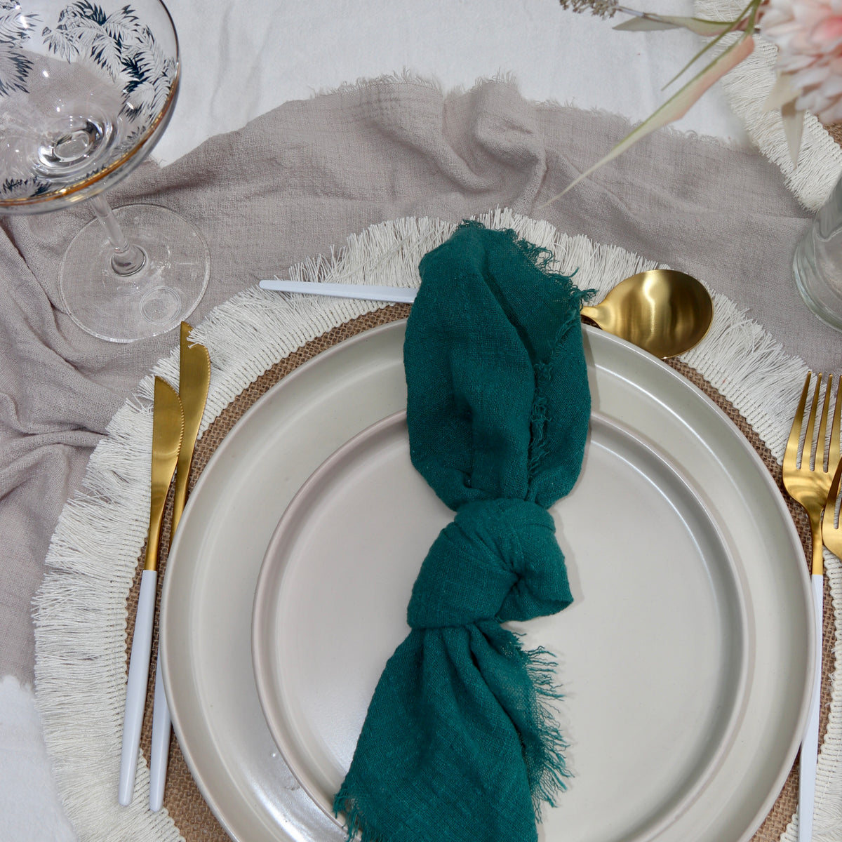 Emerald Green Rustic Cotton Napkins