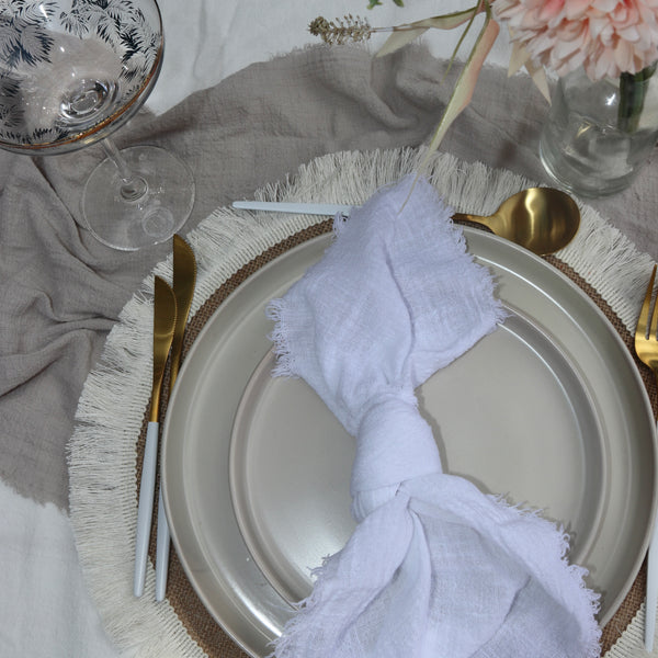 Pure White Rustic Cotton Napkins