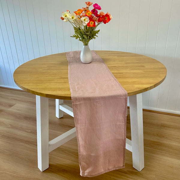 Dusty Pink 100% Pure Linen Table Runner- 3m